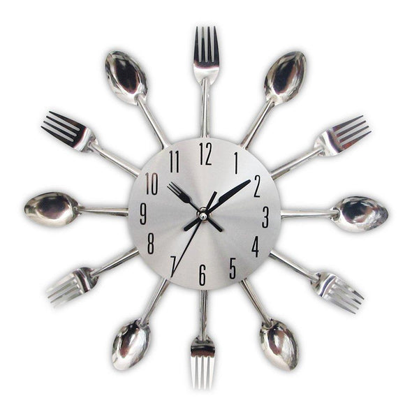 Metal Kitchen Wall Clock Creative  Kitchen Wall Clock 3D Modern Creative Kitchen Cutlery Spoon Fork Time Like Wall Clock Wall Sticker Room Home Decoration Quartz Wall Art Cutlery Mounted Clocks Modern Design Home Decorative