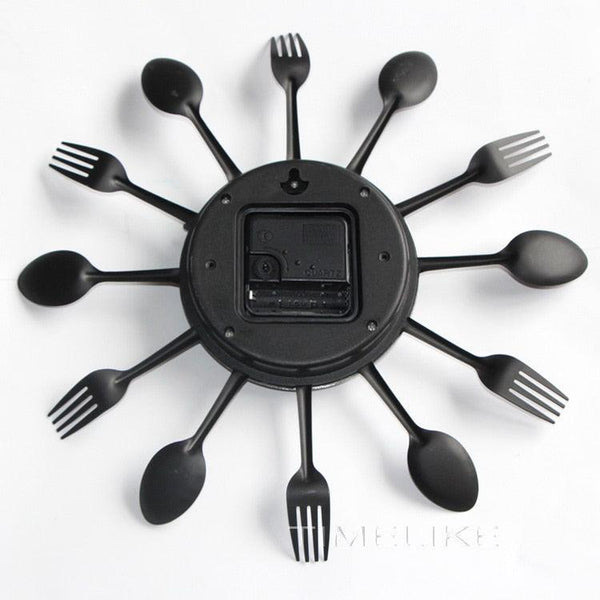 Metal Kitchen Wall Clock Creative  Kitchen Wall Clock 3D Modern Creative Kitchen Cutlery Spoon Fork Time Like Wall Clock Wall Sticker Room Home Decoration Quartz Wall Art Cutlery Mounted Clocks Modern Design Home Decorative