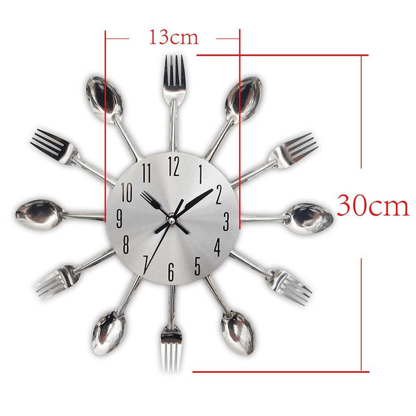 Metal Kitchen Wall Clock Creative  Kitchen Wall Clock 3D Modern Creative Kitchen Cutlery Spoon Fork Time Like Wall Clock Wall Sticker Room Home Decoration Quartz Wall Art Cutlery Mounted Clocks Modern Design Home Decorative