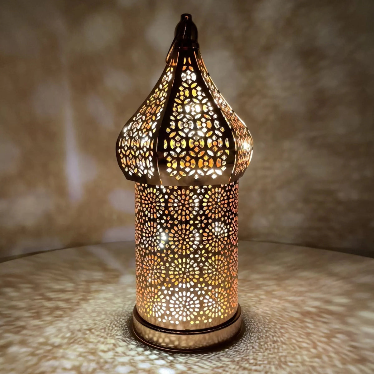 Metal Lantern Lamp - Rose Gold Moroccan