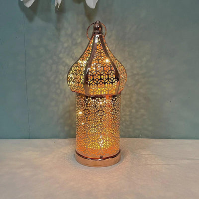 Metal Lantern Lamp - Rose Gold Moroccan