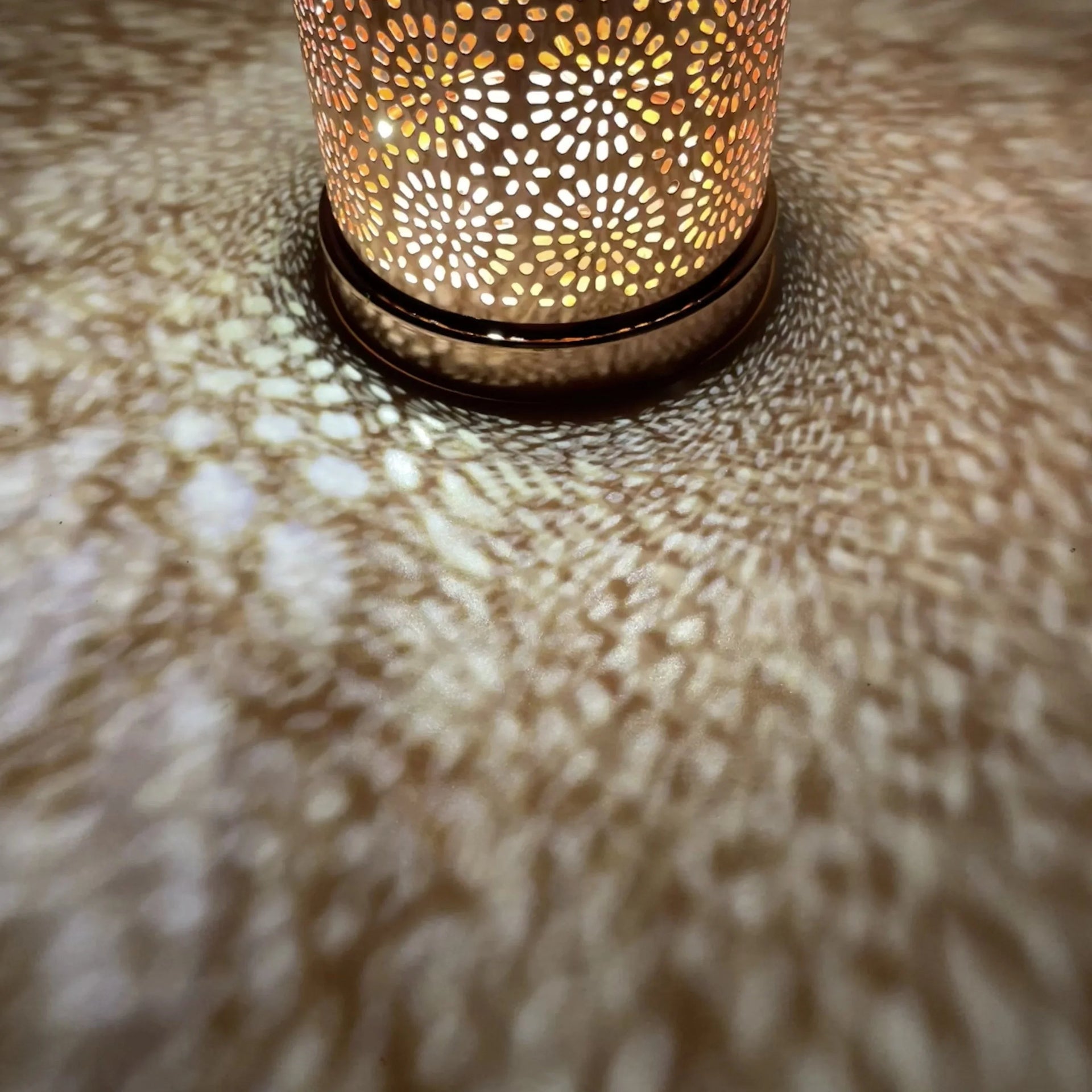 Metal Lantern Lamp - Rose Gold Moroccan