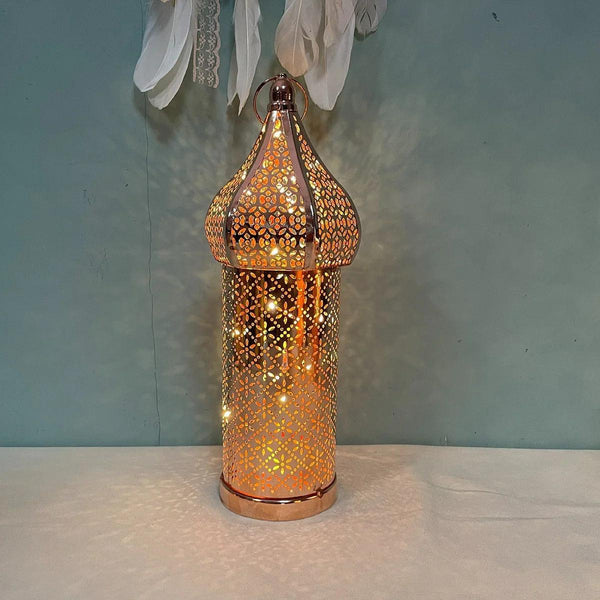 Metal Lantern Lamp - Rose Gold Moroccan