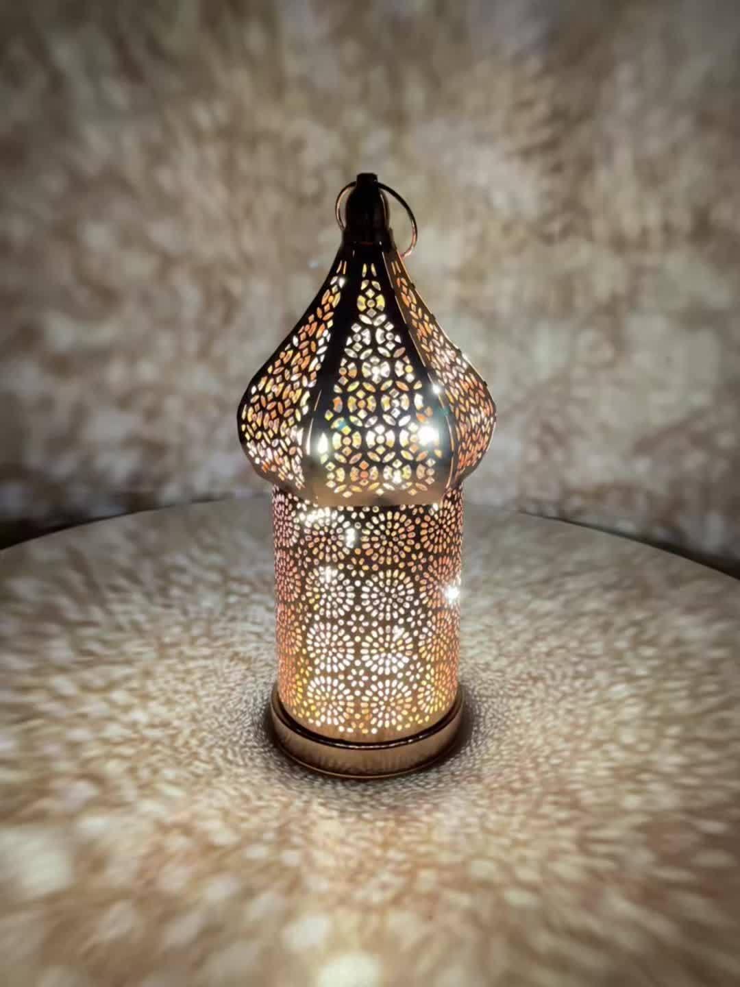 Metal Lantern Lamp - Rose Gold Moroccan