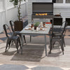 Metal Dining Chairs Set of 4 with Removable Backrest for Dining Room Restaurant Living Room-Gun