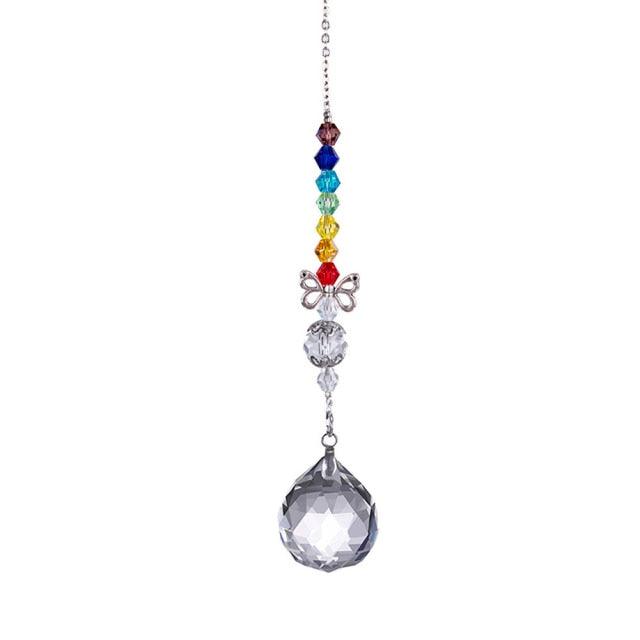 Metallic Hoop Moon Sun Catcher Hanging Crystal Pendant Chandelier Lamps Light Crystals Glass Pendants Light Rainbow Maker Wind Chime Hanging Drop Gift of Good Luck Garden Decor Hanging Ornament For Home Decoration