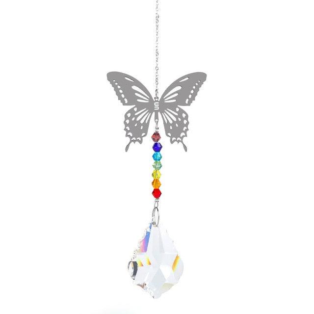 Metallic Hoop Moon Sun Catcher Hanging Crystal Pendant Chandelier Lamps Light Crystals Glass Pendants Light Rainbow Maker Wind Chime Hanging Drop Gift of Good Luck Garden Decor Hanging Ornament For Home Decoration