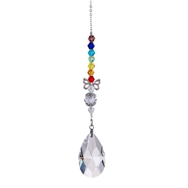 Metallic Hoop Moon Sun Catcher Hanging Crystal Pendant Chandelier Lamps Light Crystals Glass Pendants Light Rainbow Maker Wind Chime Hanging Drop Gift of Good Luck Garden Decor Hanging Ornament For Home Decoration