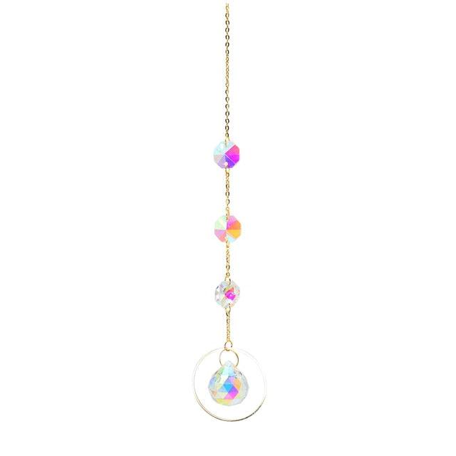 Metallic Hoop Moon Sun Wind Chimes K9 Crystal Prisms Hanging Sun-catcher Rainbow Chaser Window Curtains Pendant Home Decor Gifts For Wall Hanging Decor Room Home Photography Prop