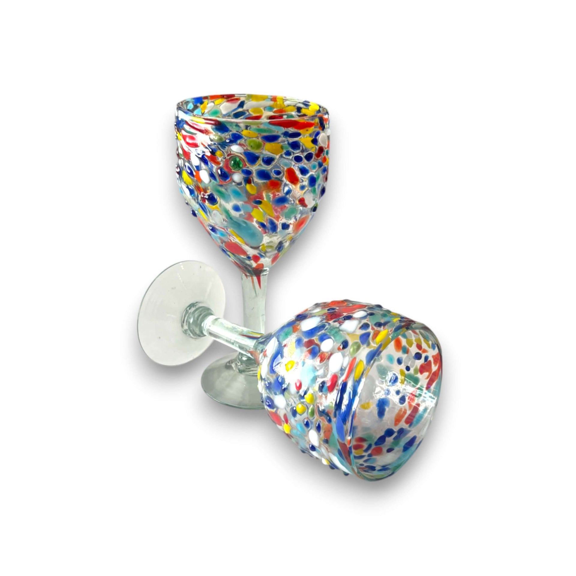 Mexican Confetti Rock Wine Glass | Hand-Blown Confetti Design
