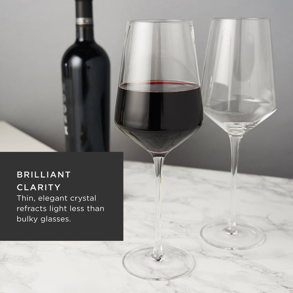 Raye Angled Crystal Bordeaux Decanter & Wine Glass Set