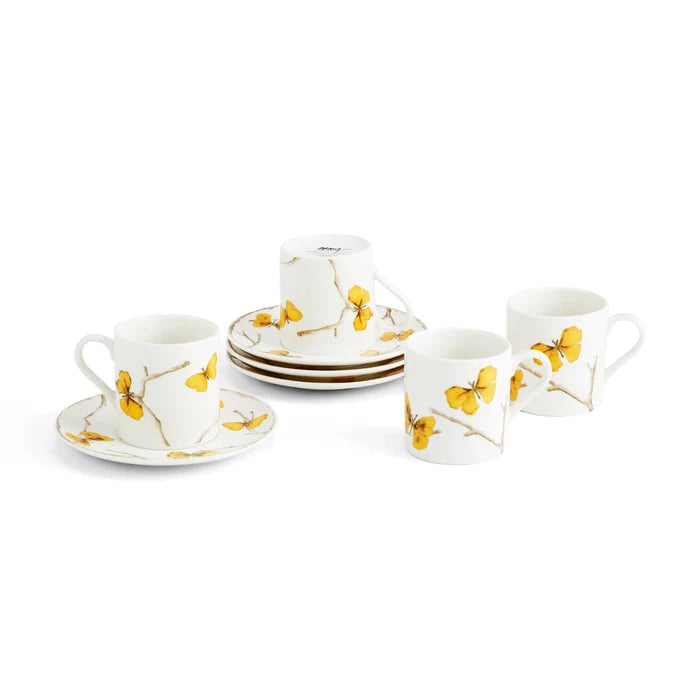 Butterfly Ginkgo Demitasse Cups and Stand Set
