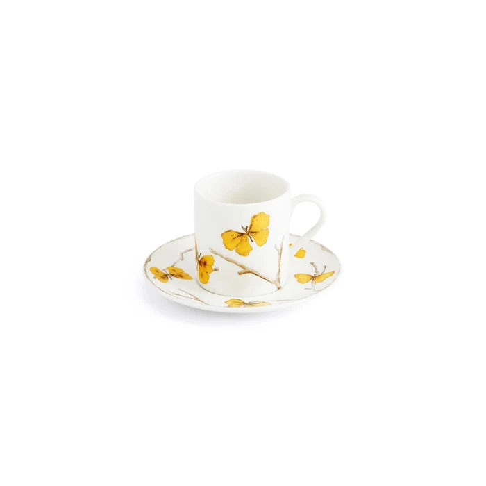 Butterfly Ginkgo Demitasse Cups and Stand Set