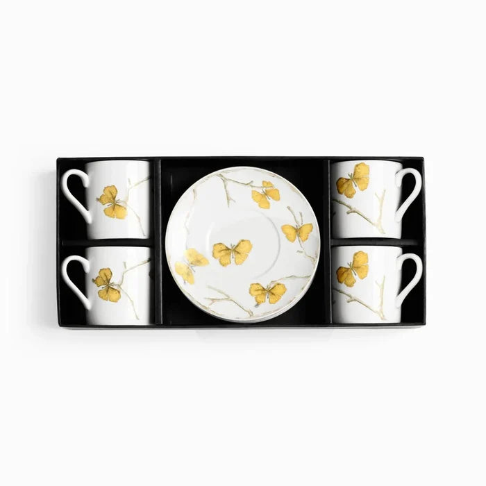 Butterfly Ginkgo Demitasse Cups and Stand Set