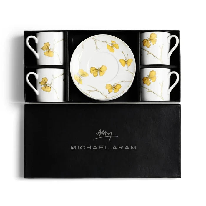 Butterfly Ginkgo Demitasse Cups and Stand Set