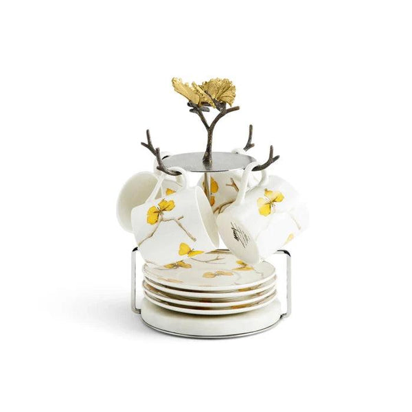 Butterfly Ginkgo Demitasse Cups and Stand Set by Michael Aram