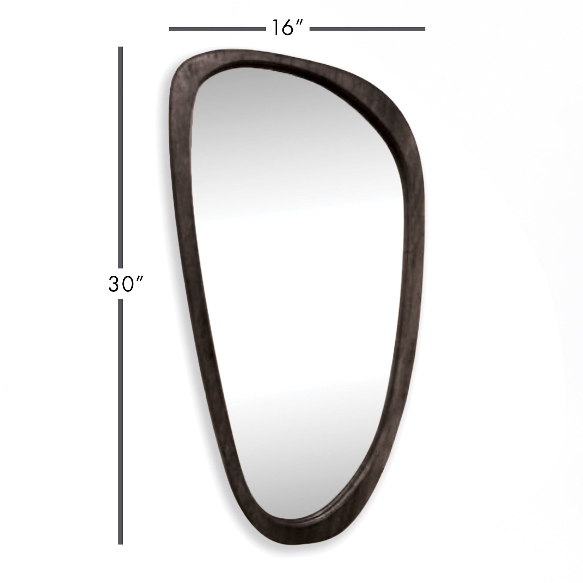 Mid-Century Modern Asymmetrical Black Wood Mirror