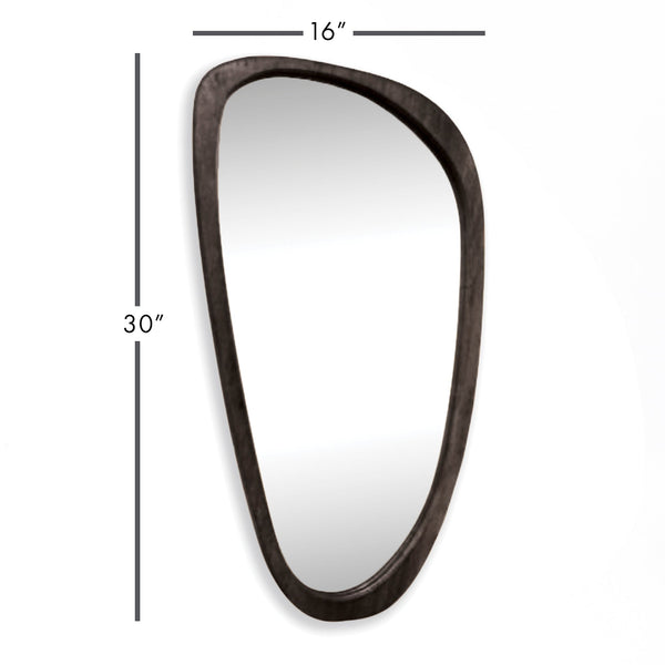 Mid-Century Modern Asymmetrical Black Wood Mirror