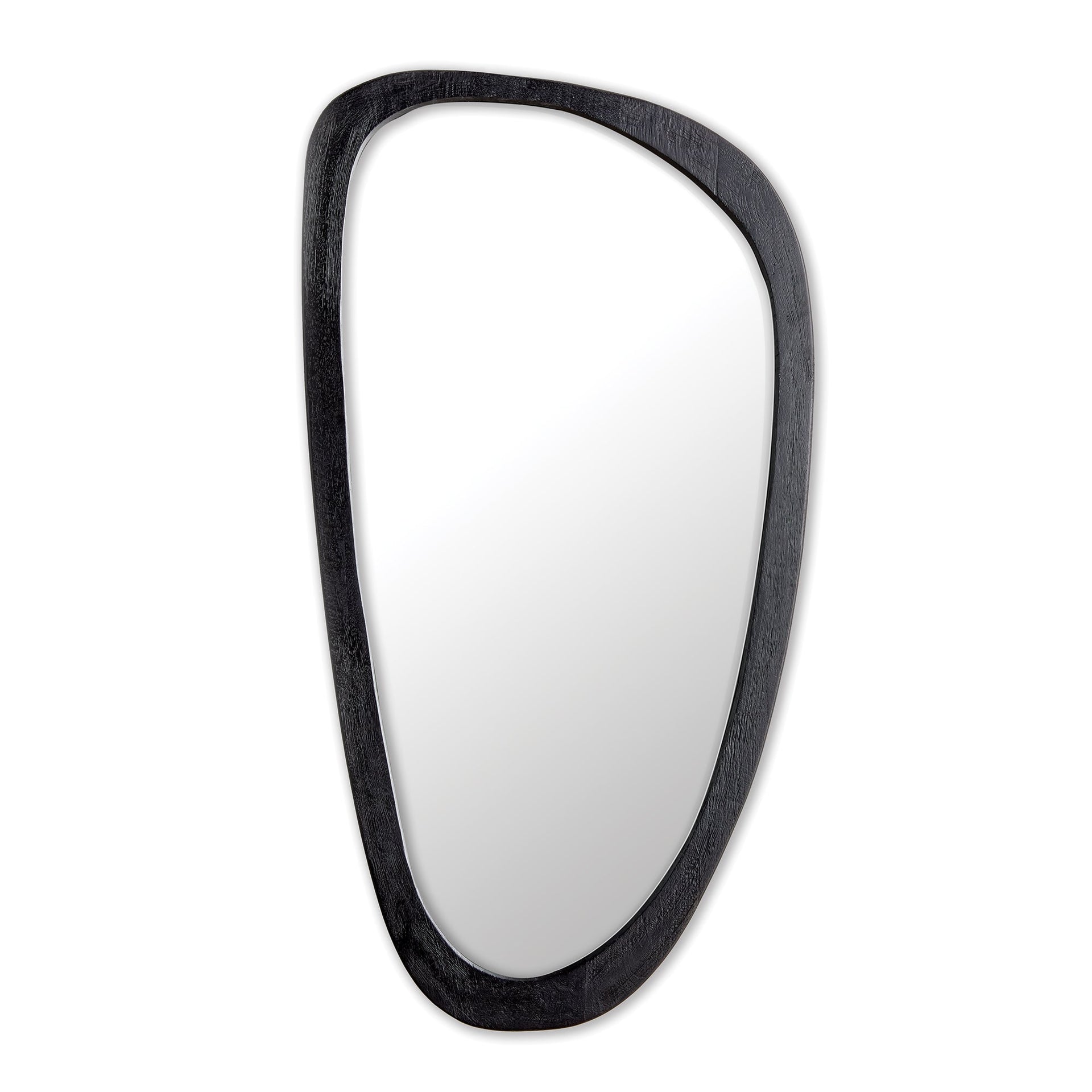Mid-Century Modern Asymmetrical Black Wood Mirror