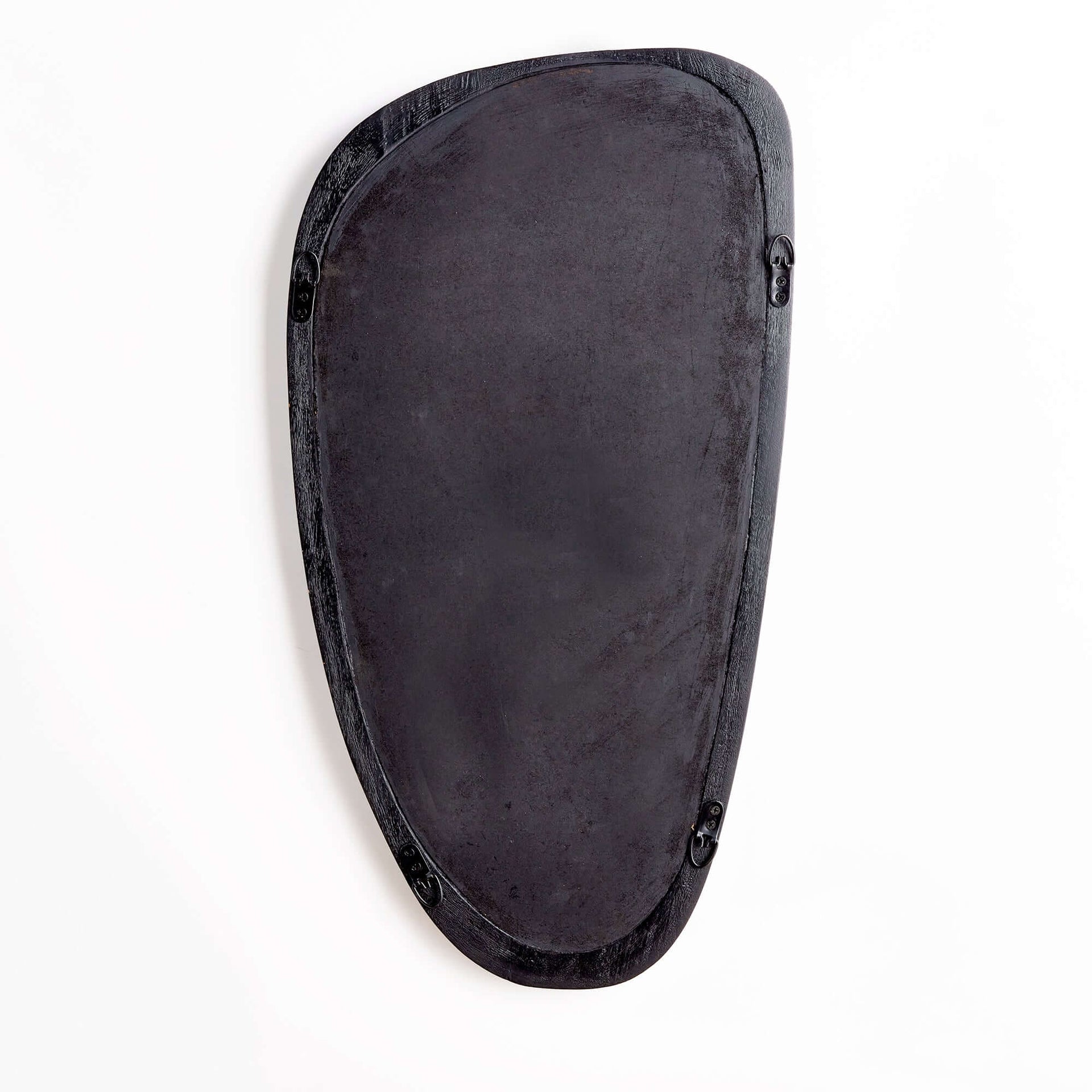 Mid-Century Modern Asymmetrical Black Wood Mirror