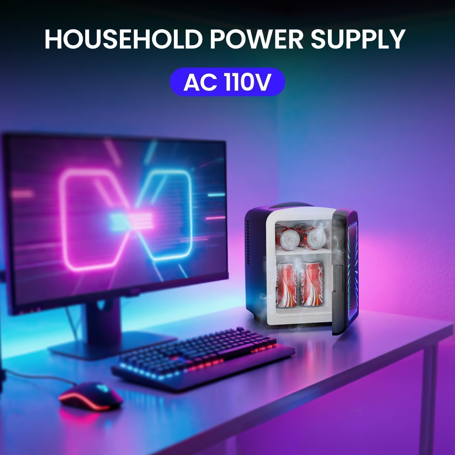 Mini Compact Refrigerator with Gaming Light  F3404L Kismile