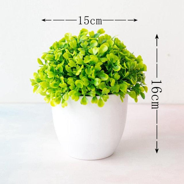Mini Cute Artificial Bonsai Potted Plastic 15x16cm Friend's Gift Fake Decor  with Plastic Pots Fake Flowers Arrangements for Home Decoration