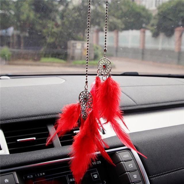Mini Dream Catcher Car Pendant Wind Chimes Feather Decoration Home Decor Dream Catchers Car Handmade Hanging Charm Wind Chime Traditional White Feather Ornaments Wall Hanging Adornment Handmade Dreamcatcher Gifts