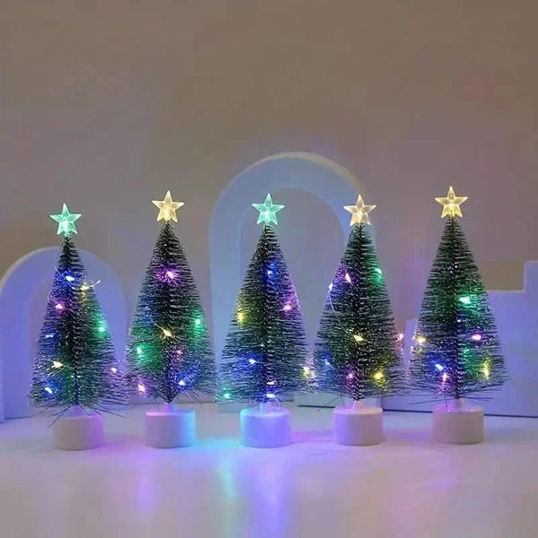 Mini Lighted Colorful Christmas Tree with LED Night Light Acrylic Artificial
