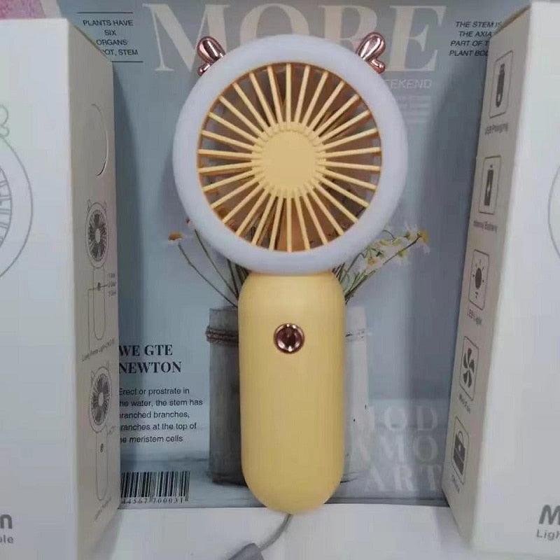 Mini Portable Fan USB Rechargeable Night Light Cooling Handheld Fan Three Speed Adjustable Pocket Personal Small Hand Fan for Child Home School Travel LED Fan