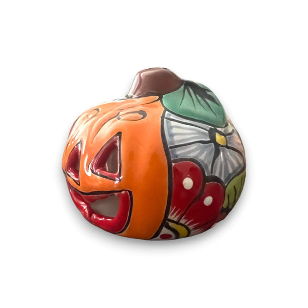 Mini Talavera Pumpkin | Handcrafted Mexican Jack-O'-Lantern