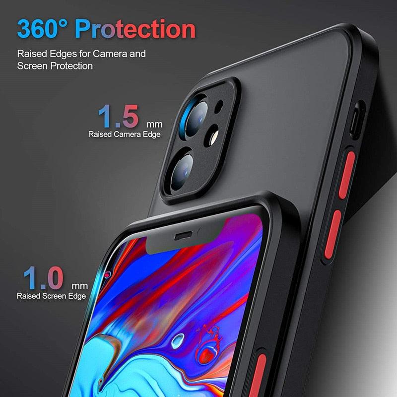 Minimalistic Shockproof Armor Case For iPhone 13 14 12 11 Pro Max XR XS X Luxury Silicone Bumper Clear Hard Cover Mini Luxury Silicone Bumper Clear Hard Cover