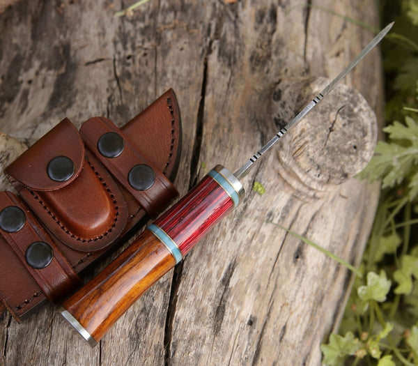 Mirage Damascus Hunting Knife with Rosewood Handle