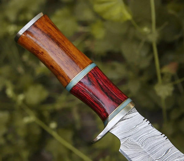 Mirage Damascus Hunting Knife with Rosewood Handle - Gifts for You 'n Me