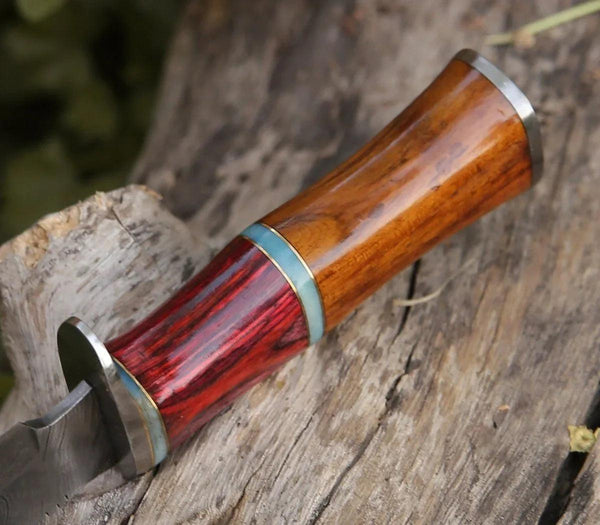 Mirage Damascus Hunting Knife with Rosewood Handle - Gifts for You 'n Me