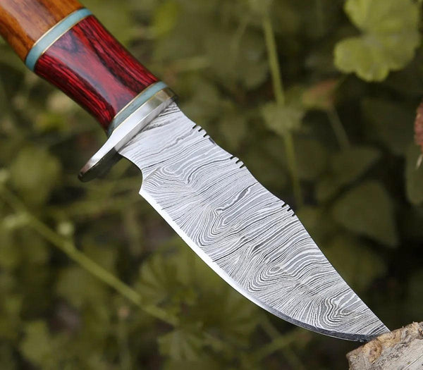 Mirage Damascus Hunting Knife with Rosewood Handle - Gifts for You 'n Me
