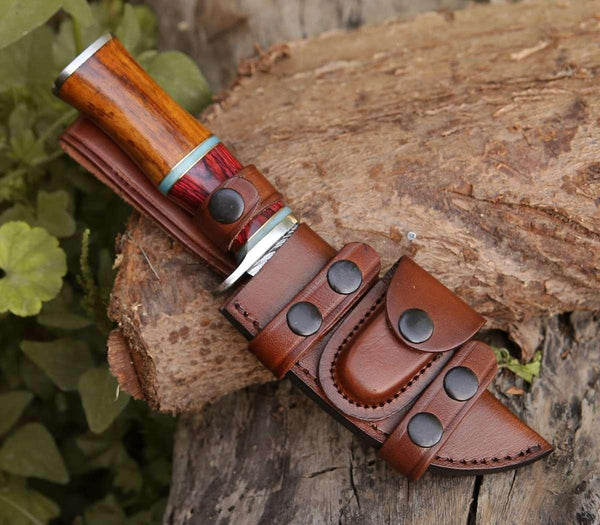 Mirage Damascus Hunting Knife with Rosewood Handle - Gifts for You 'n Me