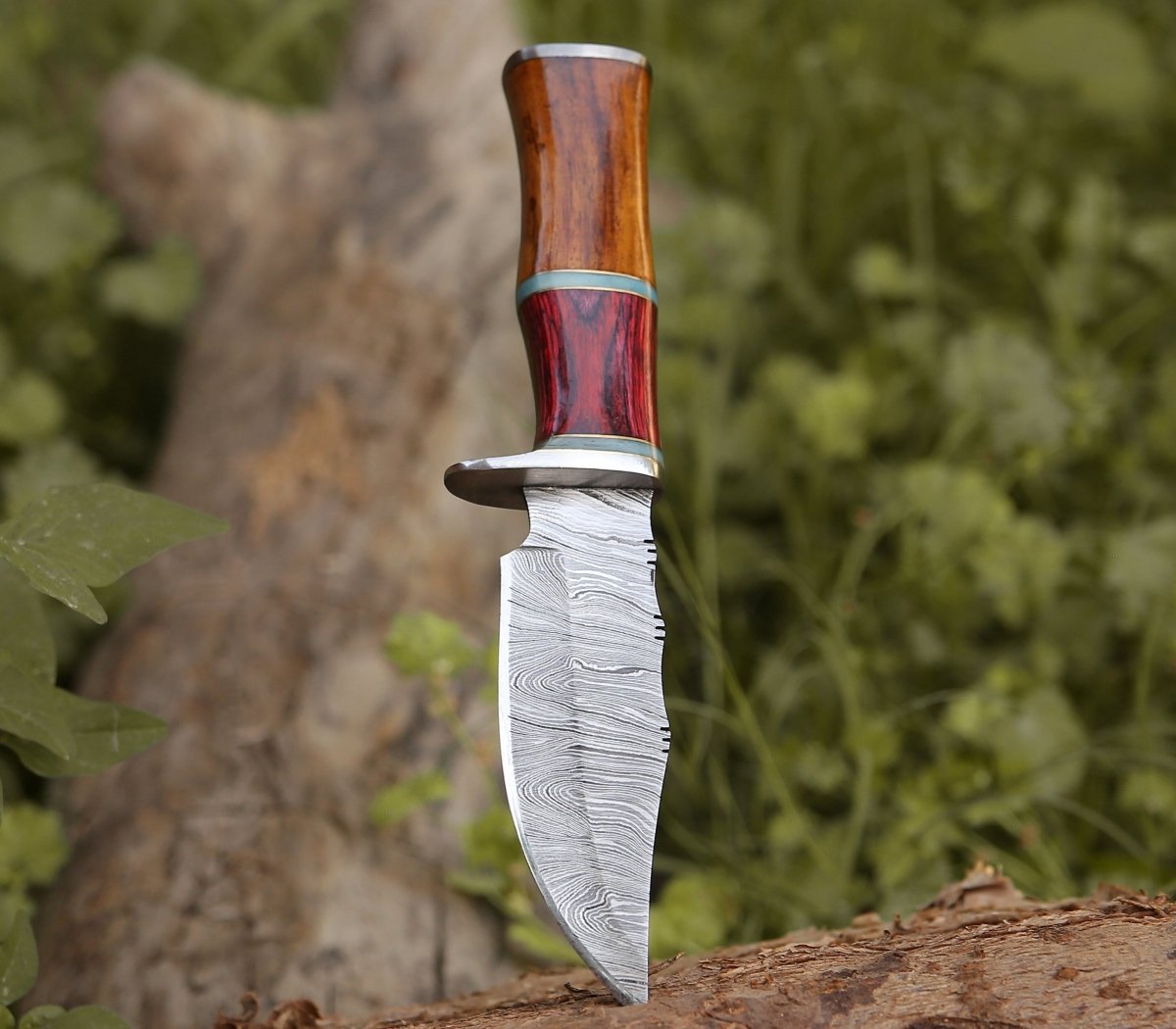 Mirage Damascus Hunting Knife with Rosewood Handle