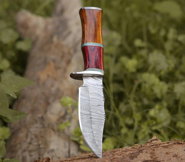 Mirage Damascus Hunting Knife with Rosewood Handle - Gifts for You 'n Me