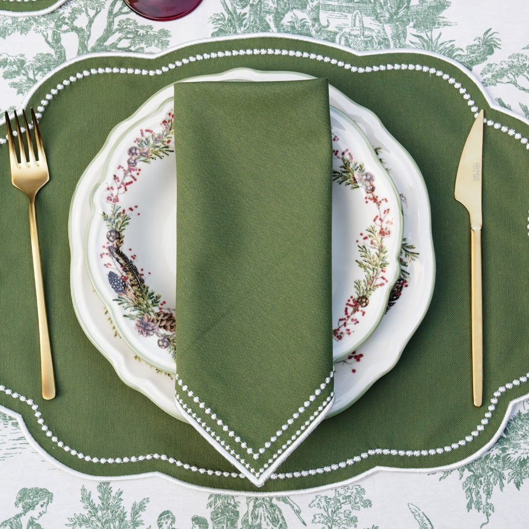 SPRING TABLE DECOR – MIRELI GREEN RECTANGLE PLACEMAT & NAPKIN SET