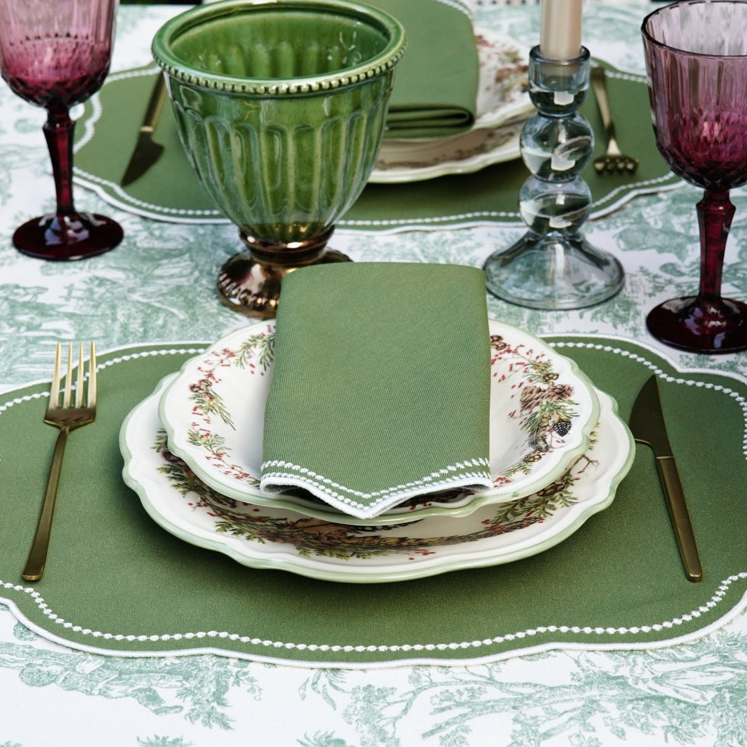 SPRING TABLE DECOR – MIRELI GREEN RECTANGLE PLACEMAT & NAPKIN SET