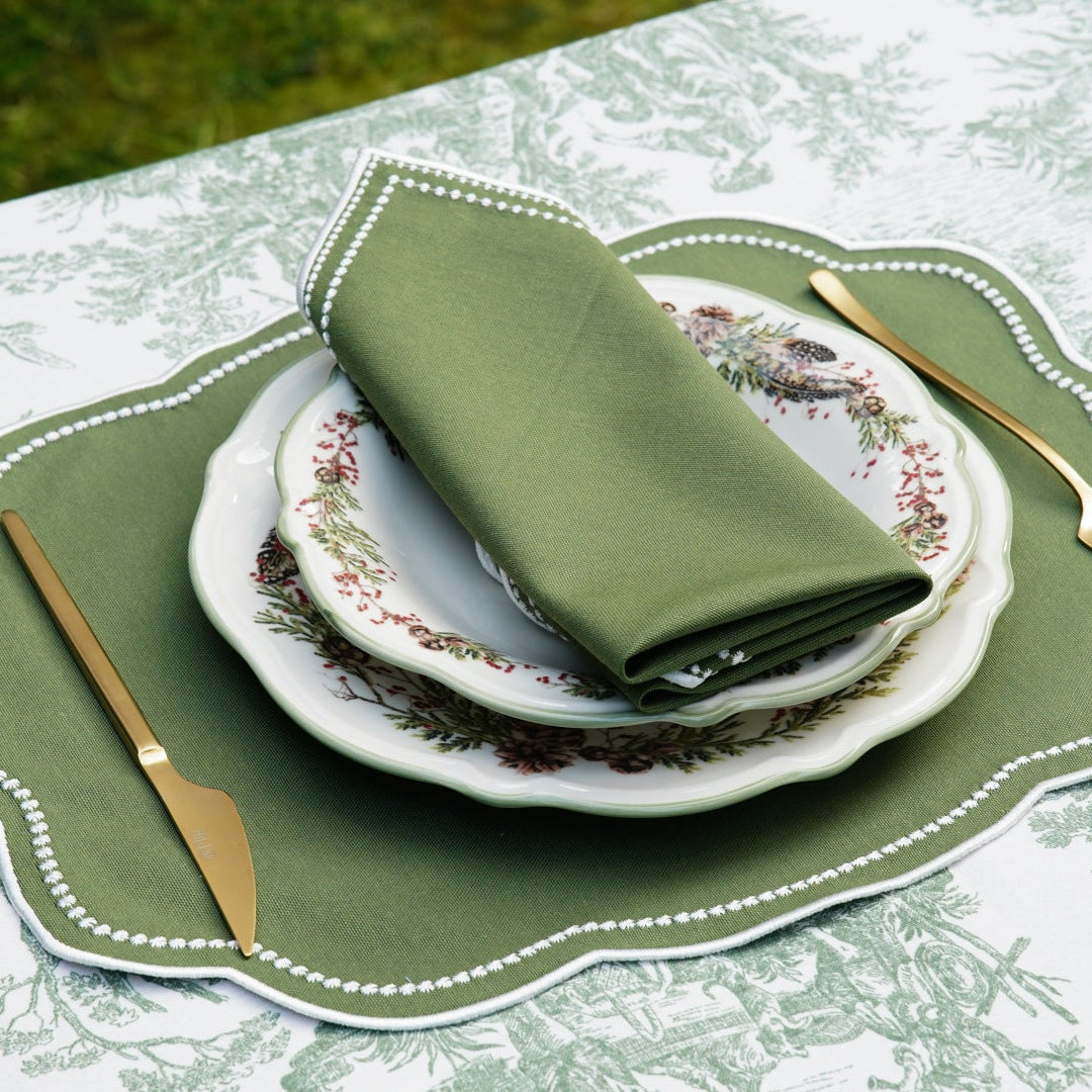 SPRING TABLE DECOR – MIRELI GREEN RECTANGLE PLACEMAT & NAPKIN SET