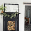 Black Beaded Carved Wood Wall Mirror