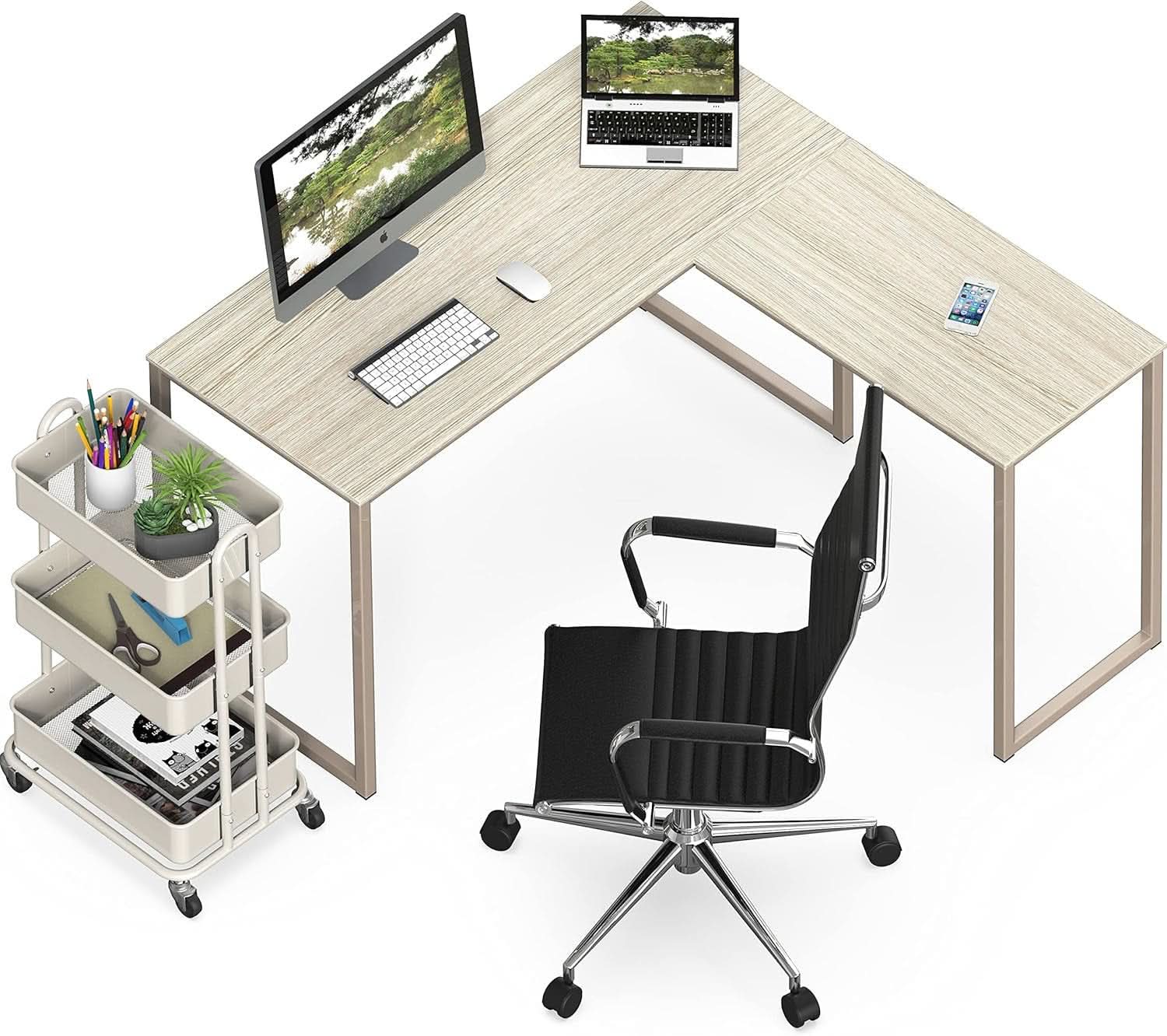 L Shaped Desk 48 X 48 Inches Maple Finish Home Office Desk