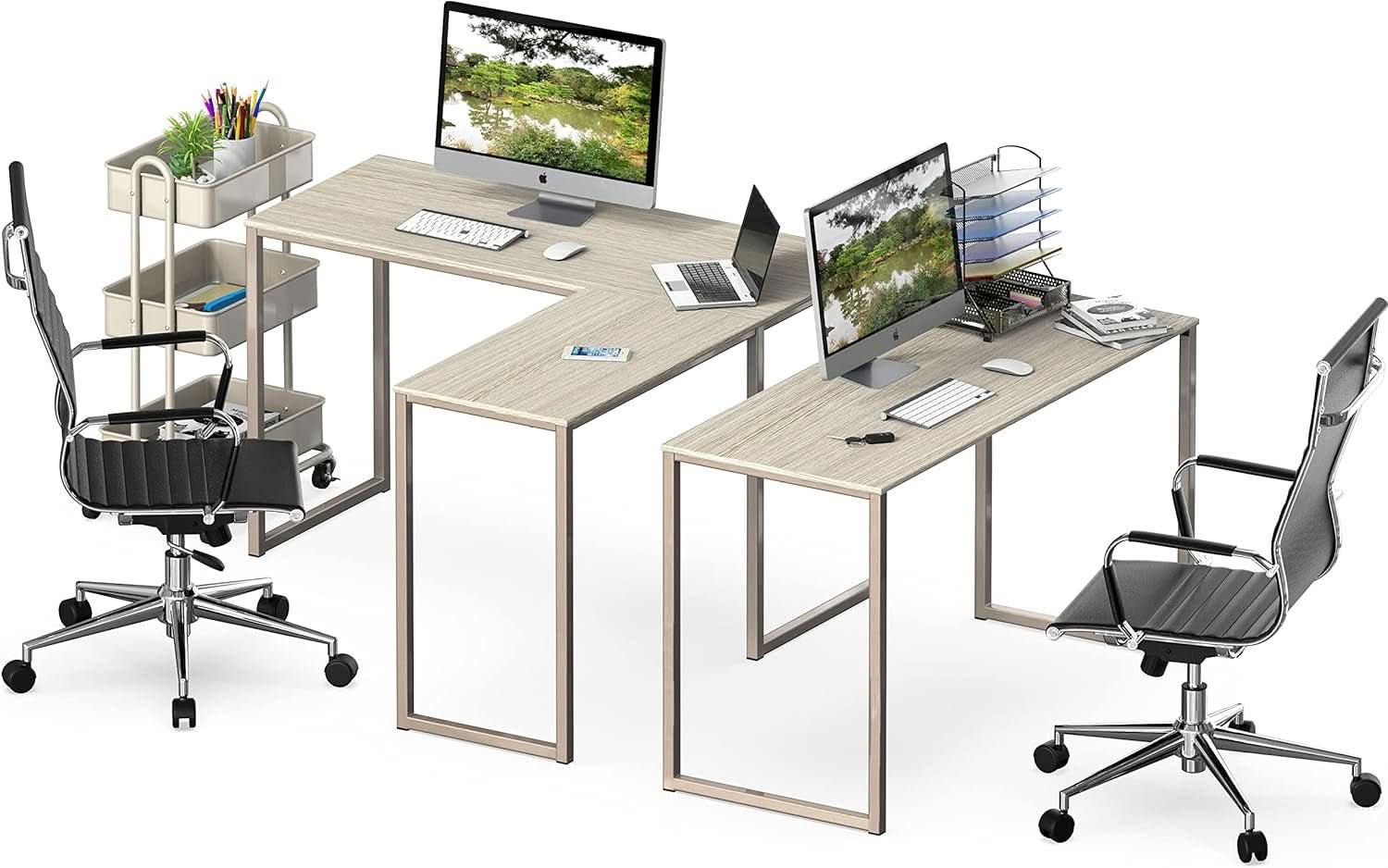 L Shaped Desk 48 X 48 Inches Maple Finish Home Office Desk