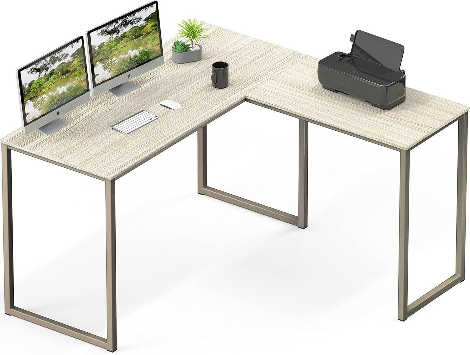 L Shaped Desk 48 X 48 Inches Maple Finish Home Office Desk