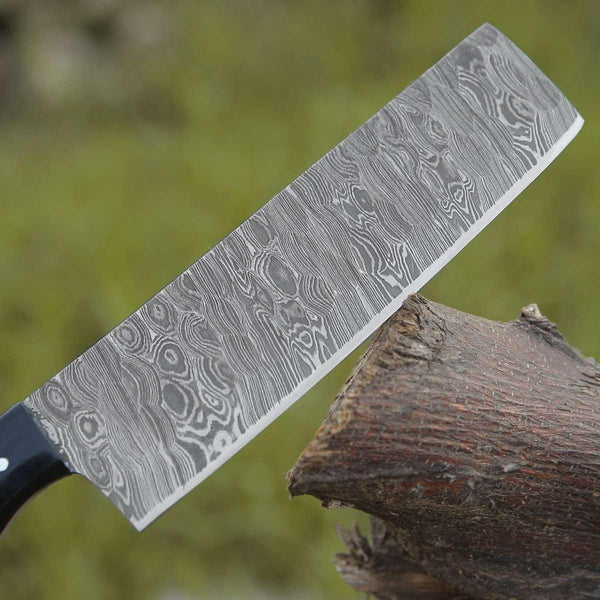 Mist Damascus Nakiri Knife with Rosewood & Resin Handle - Gifts for You 'n Me