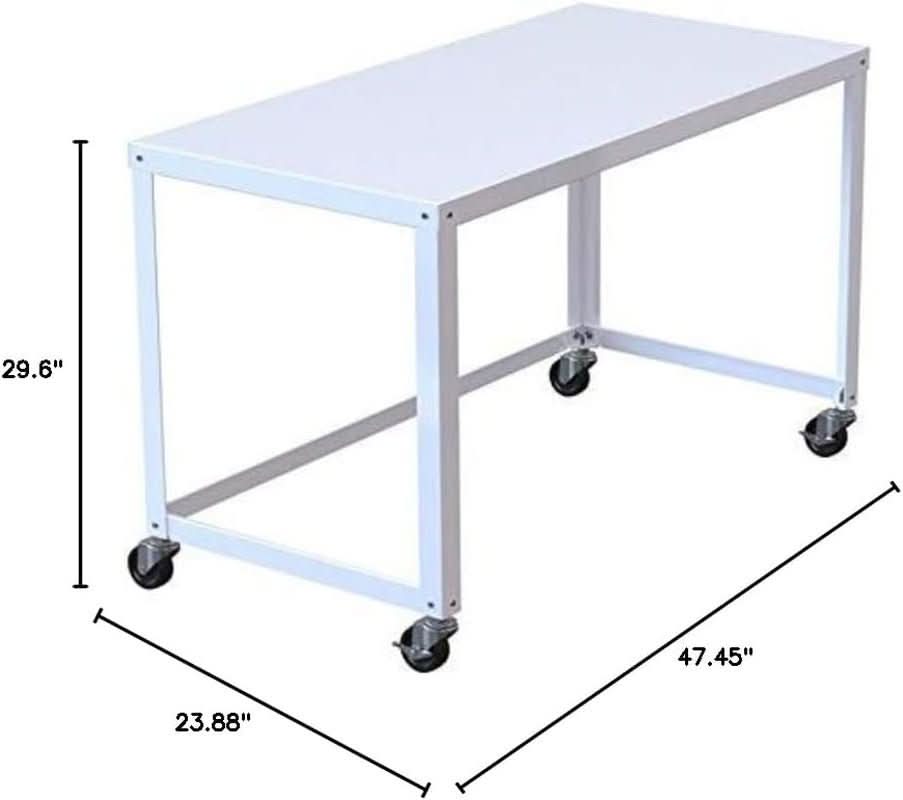 Mobile Metal Desk Workstation with Wheels and Durability