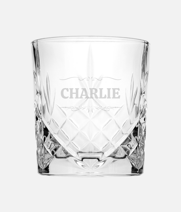 Personalized Name Etched Crystal Whisky Tumbler engraved
