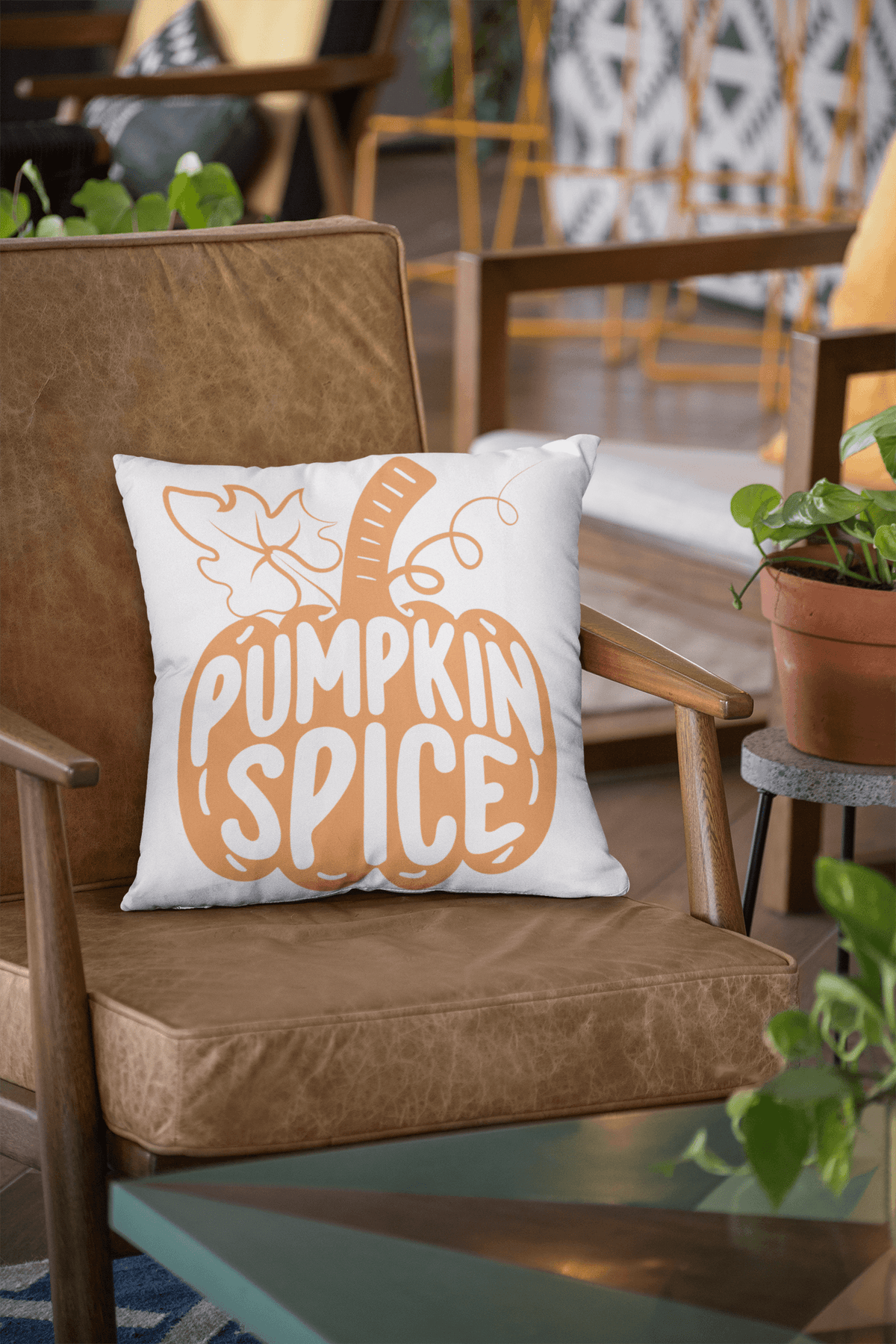 Cozy Pumpkin Spice Fall Throw Pillow – 18