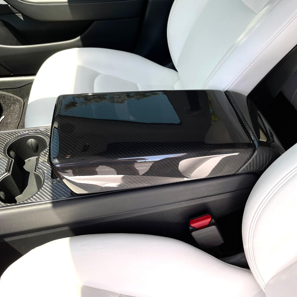 TESERY Model Y / 3 Armrest Cover - Dry Carbon Fiber Interior Mods